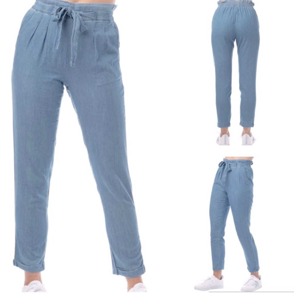 Paper Bag Chambray Denim Pants